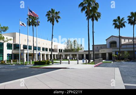 BUENA PARK, CALIFORNIA - 24 MAR 2023: Buena Park Civic Center with the City Hall and Police Department buildings. Stock Photo