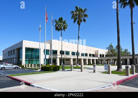 BUENA PARK, CALIFORNIA - 24 MAR 2023: The Buena Park Police Department building in the Civic Center on Beach Boulevard. Stock Photo