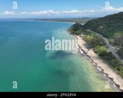 Aerial View of the Tarcoles Bay and the Ocean in Costa Rica near Jaco and Puntarenas Stock Photo