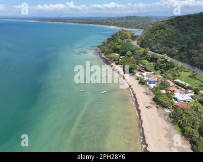 Aerial View of the Tarcoles Bay and the Ocean in Costa Rica near Jaco and Puntarenas Stock Photo