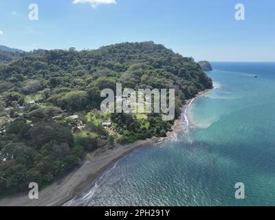 Aerial View of the Tarcoles Bay and the Ocean in Costa Rica near Jaco and Puntarenas Stock Photo