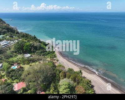 Aerial View of the Tarcoles Bay and the Ocean in Costa Rica near Jaco and Puntarenas Stock Photo