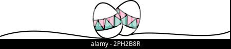 Doodle Easter eggs scribble banner hand drawn with thin line Stock Vector