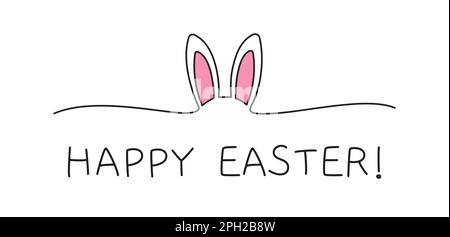 Doodle Happy Easter bunny ears scribble banner Stock Vector