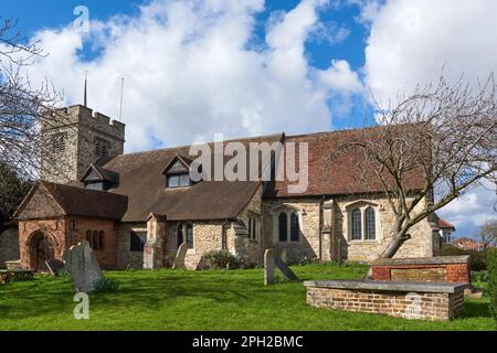 The ancient Grade II listed church of All Saints, Chingford, in the London Borough of Waltham Forest, UK Stock Photo