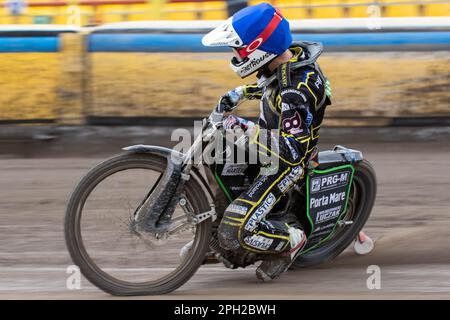 Rybnik, Poland. 24th Mar, 2023. Kacper Tkocz of ROW in Heat 14 during the Pre-Season Friendly speedway match between K.S. ROW Rybnik and Texom Stal Rzeszow at Municipal Stadium in Rybnik, Poland on March 25, 2023 (Photo by Andrew SURMA/ Credit: Sipa USA/Alamy Live News Stock Photo
