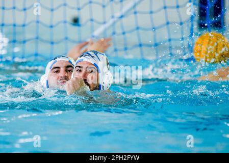 Anzio, Italy. 25th Mar, 2023. Stadio del Nuoto, Anzio, Italy, March 25, 2023, (Waterpolis Anzio) during Anzio Waterpolis vs Distretti Ecologici Nuoto Roma - Waterpolo Italian Serie A match Credit: Live Media Publishing Group/Alamy Live News Stock Photo