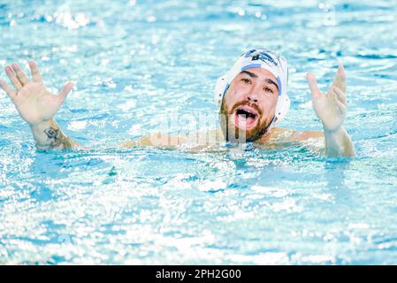 Anzio, Italy. 25th Mar, 2023. Stadio del Nuoto, Anzio, Italy, March 25, 2023, (Waterpolis Anzio) during Anzio Waterpolis vs Distretti Ecologici Nuoto Roma - Waterpolo Italian Serie A match Credit: Live Media Publishing Group/Alamy Live News Stock Photo