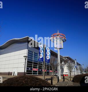 Cardiff Bay-Red Dragon Radio building, exterior.  Taken March 2023 Stock Photo