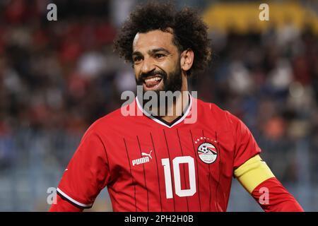 EGYPT, Cairo - 24 March 2023 - Mohamed Salah of Egypt during Qualifying Round match for AFCON 2024 between Egypt and Malawi at 30 June Stadium.  Photo Stock Photo