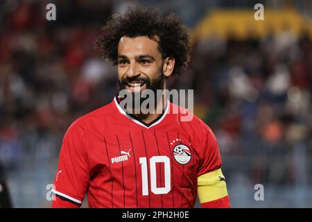 EGYPT, Cairo - 24 March 2023 - Mohamed Salah of Egypt during Qualifying Round match for AFCON 2024 between Egypt and Malawi at 30 June Stadium.  Photo Stock Photo