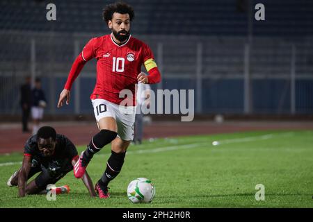 EGYPT, Cairo - 24 March 2023 - Mohamed Salah of Egypt during Qualifying Round match for AFCON 2024 between Egypt and Malawi at 30 June Stadium.  Photo Stock Photo