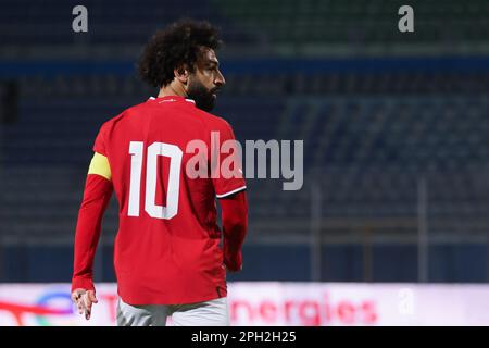 EGYPT, Cairo - 24 March 2023 - Mohamed Salah of Egypt during Qualifying Round match for AFCON 2024 between Egypt and Malawi at 30 June Stadium.  Photo Stock Photo