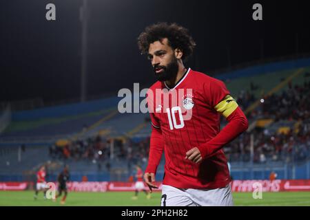 EGYPT, Cairo - 24 March 2023 - Mohamed Salah of Egypt during Qualifying Round match for AFCON 2024 between Egypt and Malawi at 30 June Stadium.  Photo Stock Photo