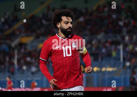 EGYPT, Cairo - 24 March 2023 - Mohamed Salah of Egypt during Qualifying Round match for AFCON 2024 between Egypt and Malawi at 30 June Stadium.  Photo Stock Photo