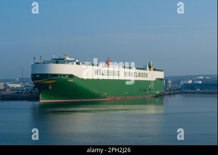 Gothenburg, Sweden - April 22 2011: Car transport ship Porgy at port Stock Photo