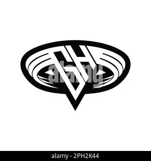 GH Logo monogram letter with triangle shape slice isolated outline ...