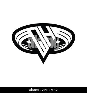QH Logo monogram letter with triangle shape slice isolated outline ...