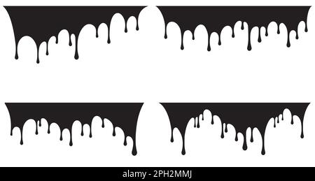 Set of black paint drips. Vector illustration for your design. Stock Vector