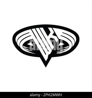 WK Logo monogram letter with triangle shape slice isolated outline ...
