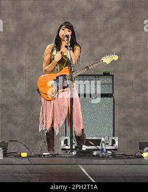 Las Vegas, USA. 24th Mar, 2023. LAS VEGAS, NEVADA - MARCH 24: (Editorial Use Only) beabadoobee performs onstage during the 'Taylor Swift | The Eras Tour' at Allegiant Stadium on March 24, 2023 in Las Vegas, Nevada. Photo: Casey Flanigan/imageSPACE/Sipa USA Credit: Sipa USA/Alamy Live News Stock Photo