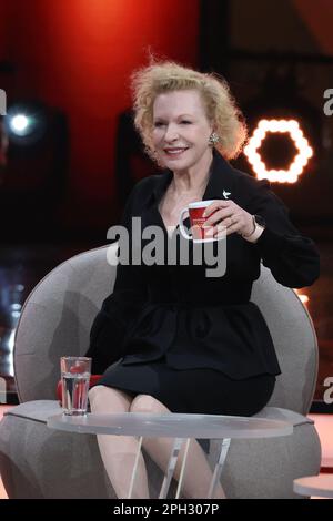 Berlin, Germany. 25th Mar, 2023. The actress Sunnyi Melles in the ARD show 'Verstehen Sie Spaß'. The show is broadcast live. Credit: Jörg Carstensen/dpa/Alamy Live News Stock Photo