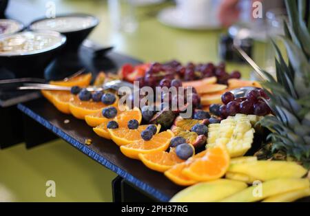 healthy fruit platter for breakfast Stock Photo