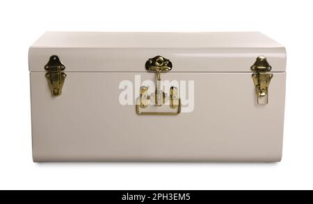 One stylish storage trunk isolated on white Stock Photo