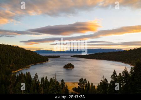 Emerald Bay Lake Tahoe at dawn Stock Photo