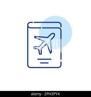 Travel passport with plane symbol. Pixel perfect editable stroke line icon Stock Vector