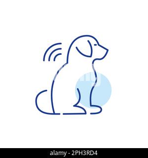 Dog with microchip. Pet registry and identification implant. Pixel perfect, editable stroke line icon Stock Vector