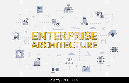 enterprise architecture concept with icon set with big word or text on center vector illustration Stock Photo