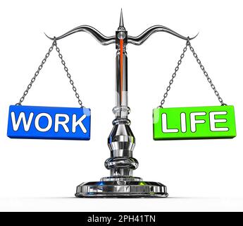 3D rendering of a work life balance concept Stock Photo