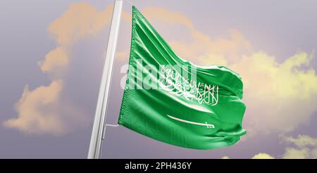 Saudi Arabia national flag waving. Stock Photo