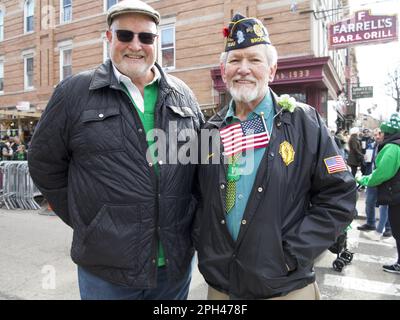 Spectators at St.Patrick's Day Parade in Park Slope, Brooklyn, NY Stock Photo