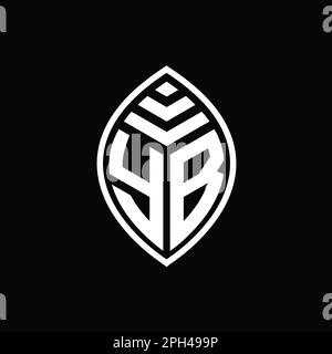 YB Logo monogram elegant leaf shape isolated outline design template Stock Photo
