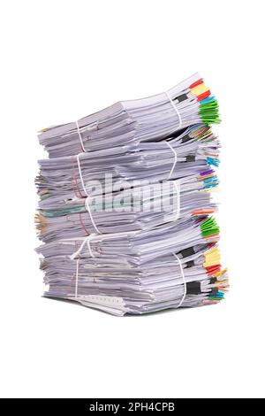 Stack of business documents papers isolated on white background Stock Photo