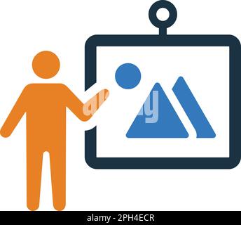 Graphical Presentation icon. Flat style vector EPS use in infographics,web design, presentations and on printed materials. Stock Vector