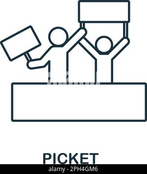 Picket line icon. Simple element from social activity collection. Creative Picket outline icon for web design, templates, infographics and more Stock Vector