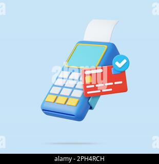 3d Pos terminal with receipt and credit card Stock Vector Image & Art ...