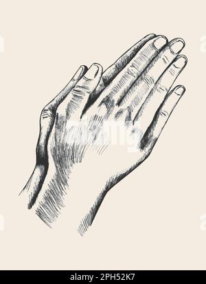 Sketch illustration of praying hand Stock Photo