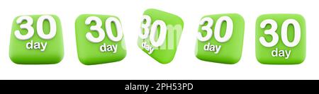 3d rendering 30 day left different positions icon set. 3d render 30 days after start icon set Stock Photo