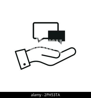 Support, present and charity concept. Modern vector sign drawn with black thin line. Editable stroke. Vector line icon of envelope over outstretched h Stock Vector