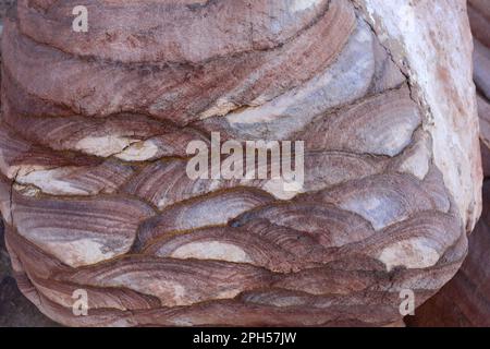 Sandstone patens in Wadi Musa, South Central Jordan, Middle East Stock Photo
