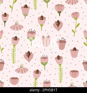 Set of Flowers Vector Seamless Pattern. Pattern for fashion and print. Stock Vector