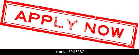 Grunge red apply now word square rubber seal stamp on white background Stock Vector