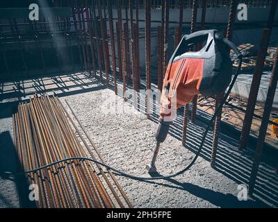 Bush hammer on construction site Stock Photo