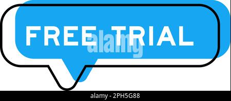 Speech banner and blue shade with word free trial on white background Stock Vector