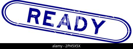 Grunge blue ready word rubber seal stamp on white background Stock Vector