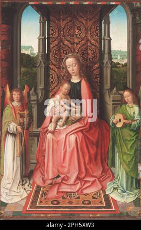 Enthroned Virgin and Child, with Angels c. 1490-95 by Gerard David Stock Photo